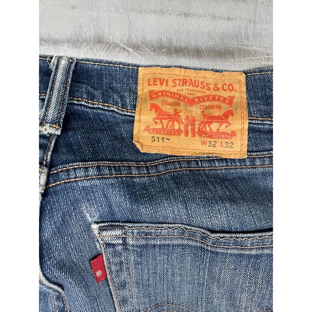 Levis 511 Jeans Mens 31X32‎ Blue Medium Wash Denim Slim Straight Leg